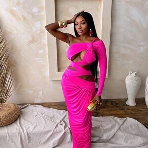 Vibrant Asymmetrical Pink Dress